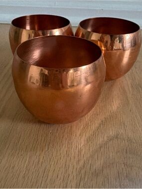 Coppercraft Guild Copper Vintage 3 Roly-Poly Cups Tea Light Votive Mid-Century
